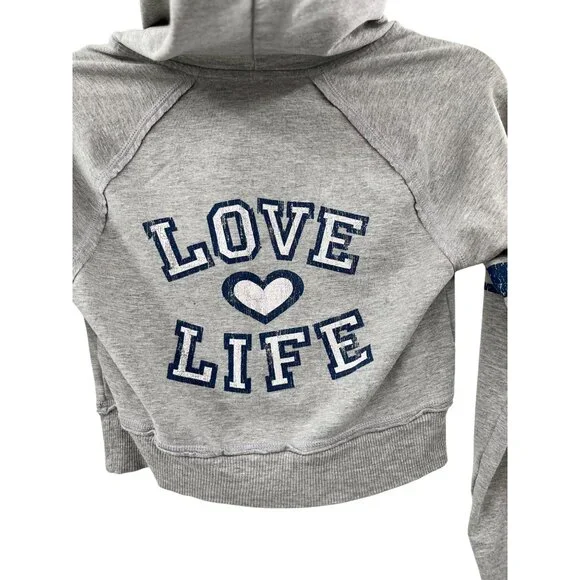 No Boundaries Cropped Sweatshirt Juniors S (3) Used Gray Blue Y2K - Picture 3 of 15